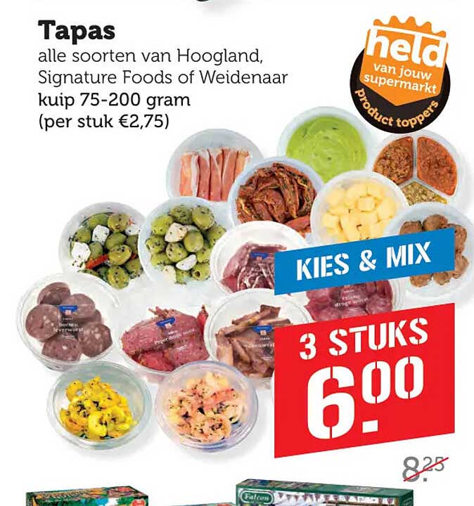 Tapas alle soorten van Hoogland, Signature Foods of Weidenaar kuip 75-200 gram (per stuk €2,75)