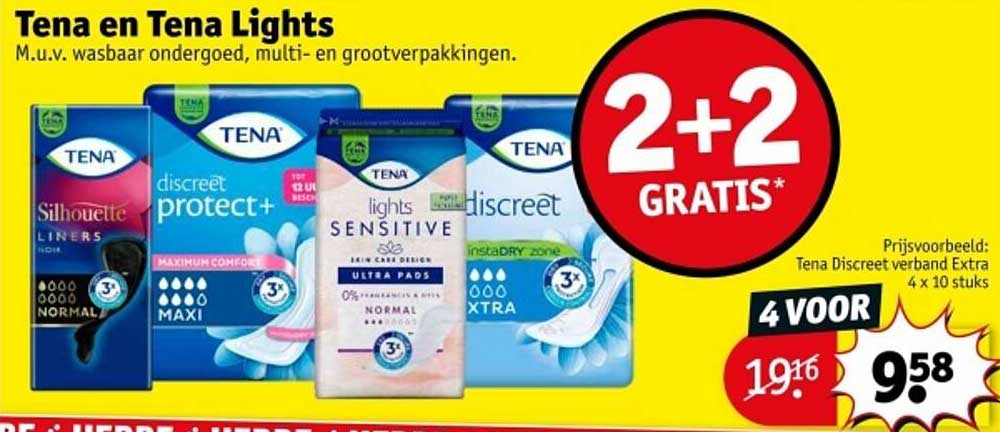 Tena en Tena Lights - 2+2 GRATIS*