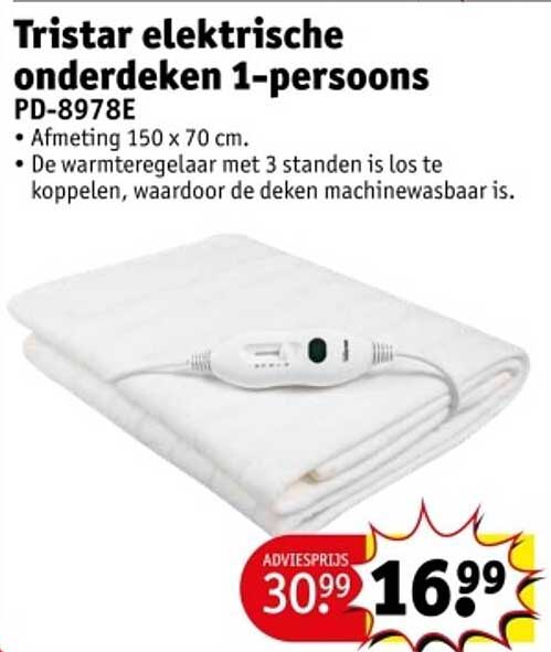 Tristar elektrische onderdeken 1-persoons PD-8978E