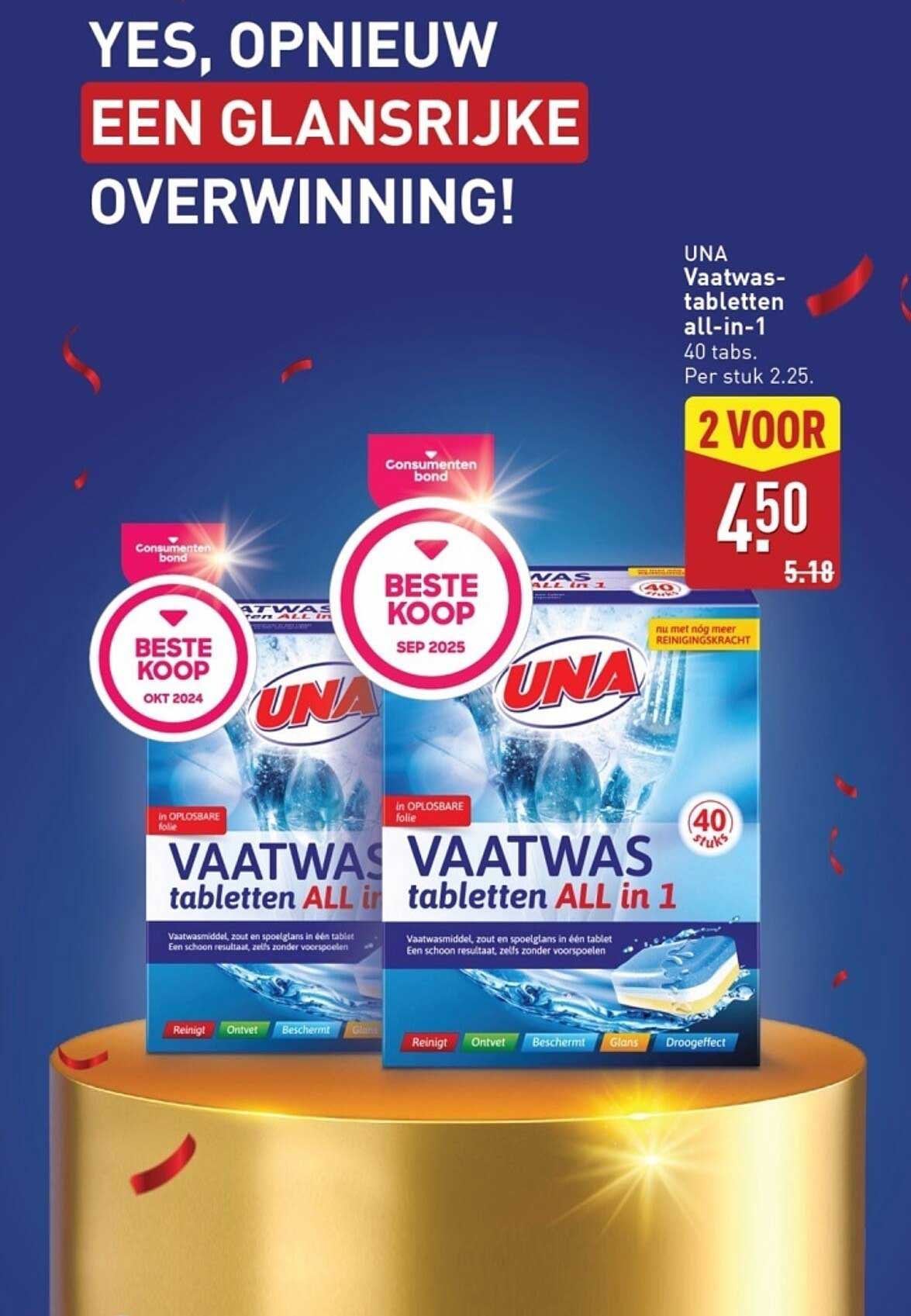 UNA Vaatwas-tabletten all-in-1 40 tabs - 2 voor 4.50
