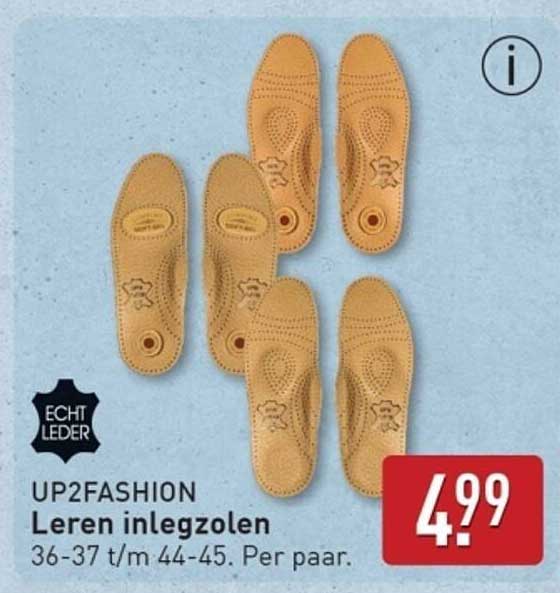 UP2FASHION Leren inlegzolen 36-37 t/m 44-45. Per paar.