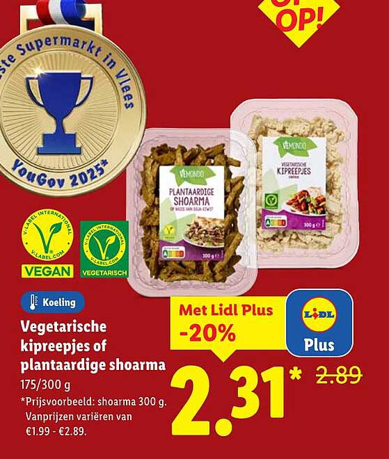 Vegetarische kipreepjes of plantaardige shoarma 175/300 g
