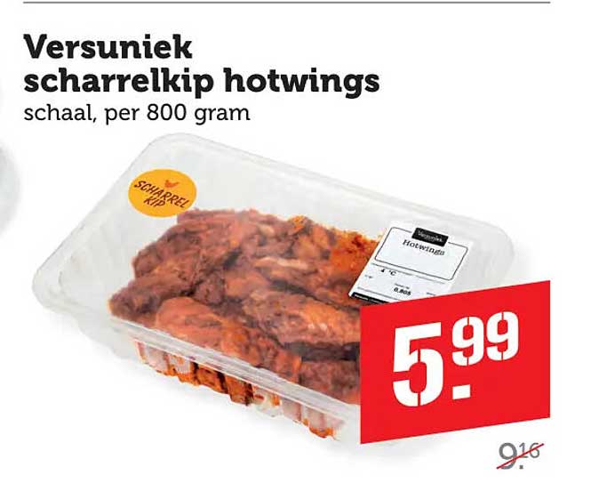 Versuniek scharrelkip hotwings schaal, per 800 gram