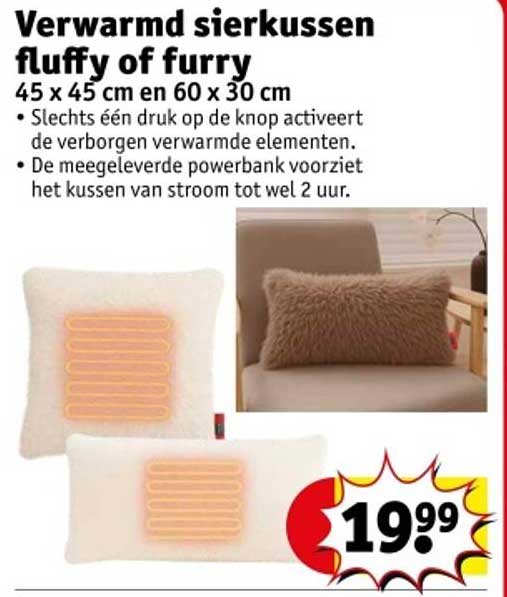Verwarmd sierkussen fluffy of furry