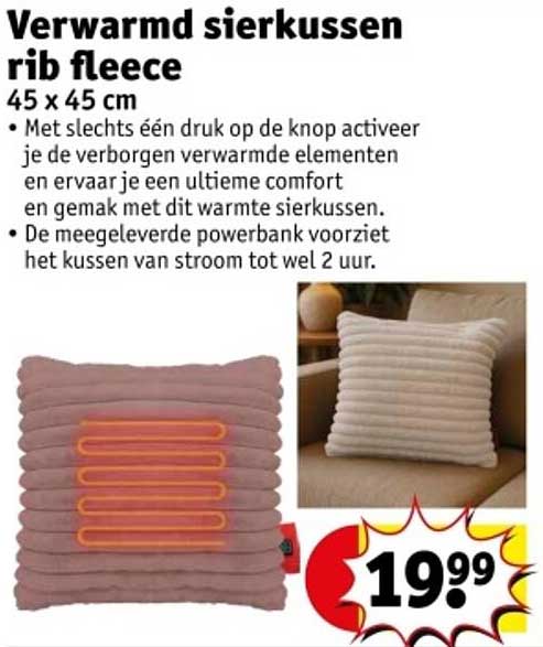 Verwarmd sierkussen rib fleece