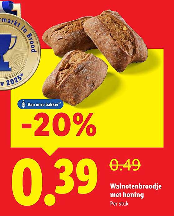 Walnotenbroodje met honing