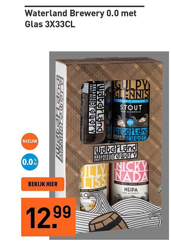 Waterland Brewery 0.0 met Glas 3X33CL