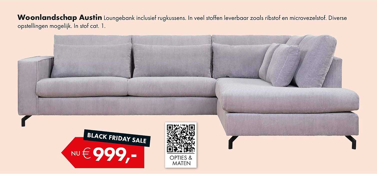 Woonlandschap Austin Loungebank inclusief rugkussens