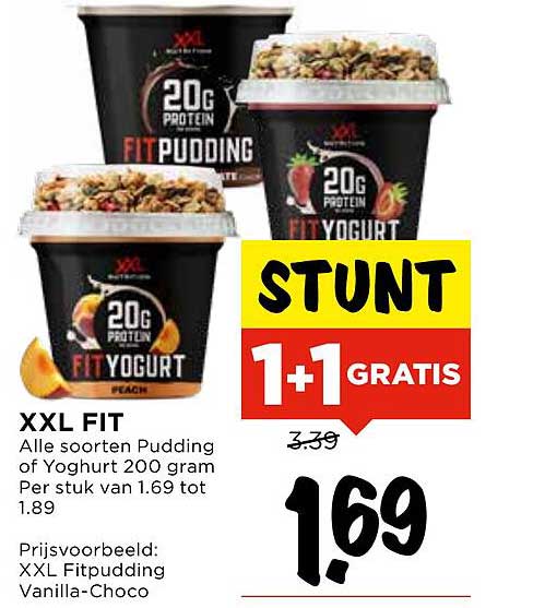 XXL FIT: Alle soorten Pudding of Yoghurt 200 gram