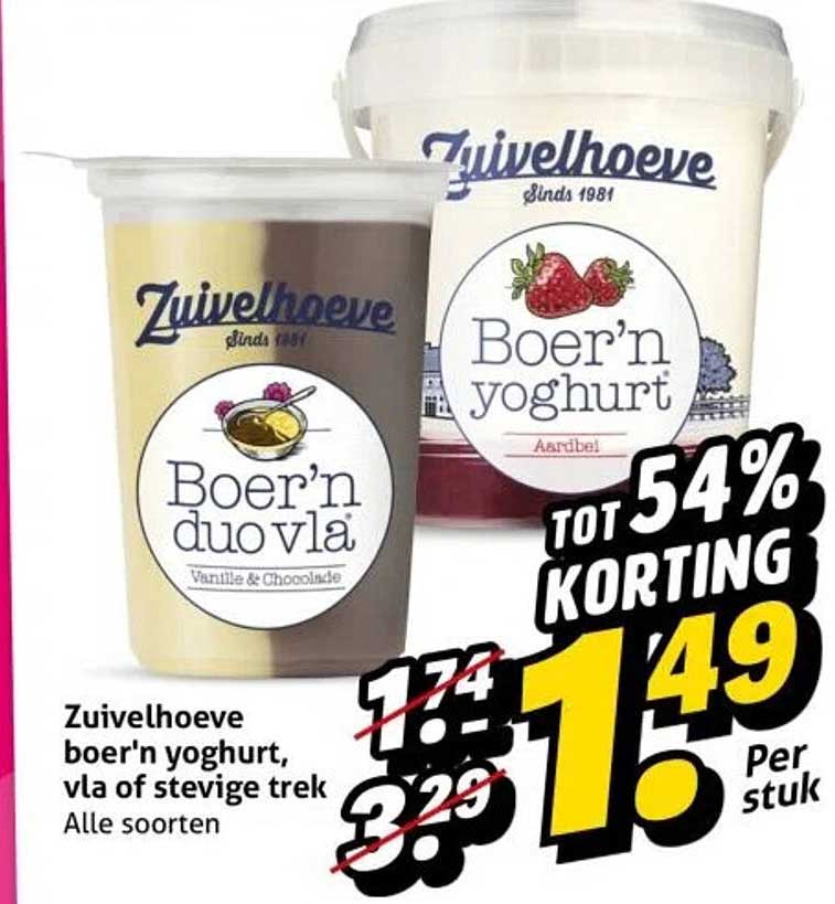 Zuivelhoeve boer'n yoghurt, vla of stevige trek - Alle soorten