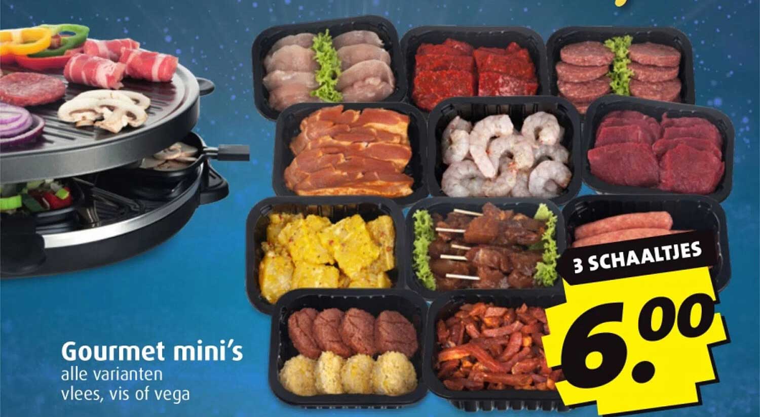 Gourmet mini’s alle varianten vlees, vis of vega