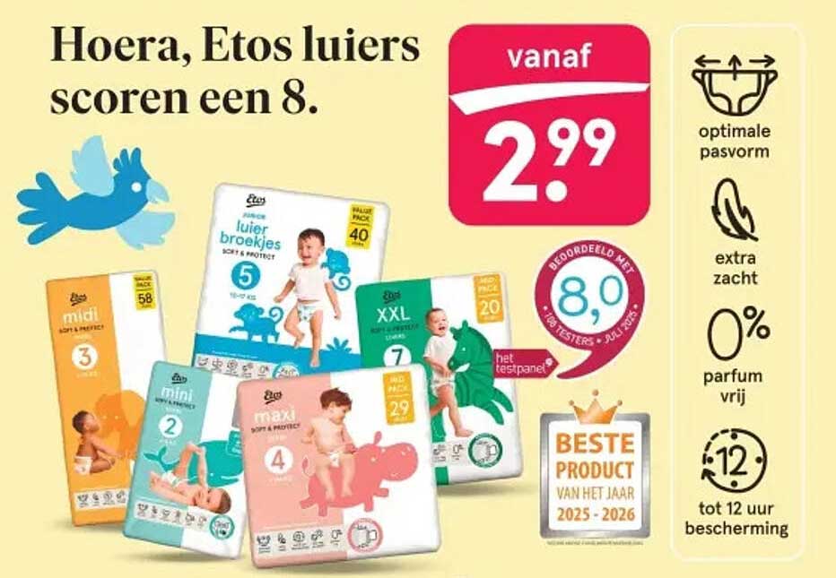 Hoera, Etos luiers scoren een 8.