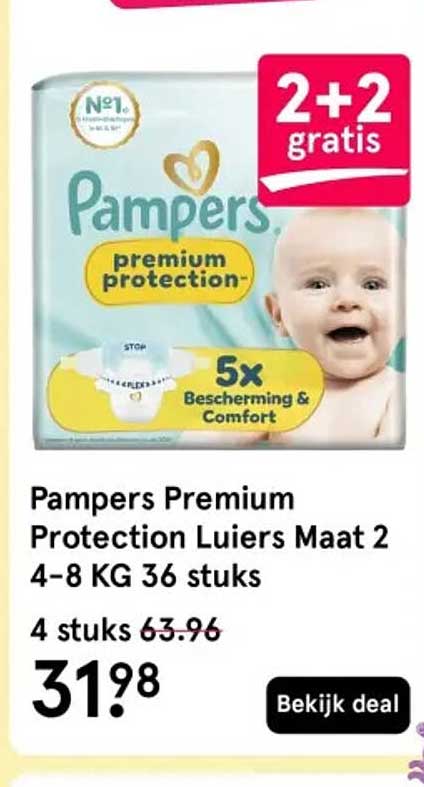 Pampers Premium Protection Luiers Maat 2 4-8 KG 36 stuks