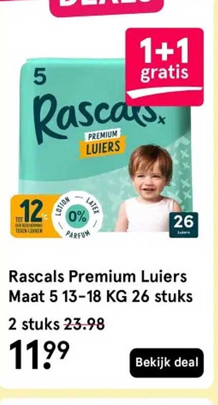 Rascals Premium Luiers Maat 5 13-18 KG 26 stuks
