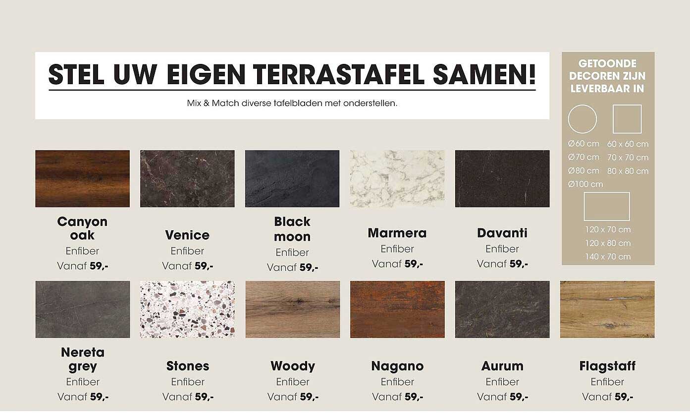 STEL UW EIGEN TERRASTAFEL SAMEN!