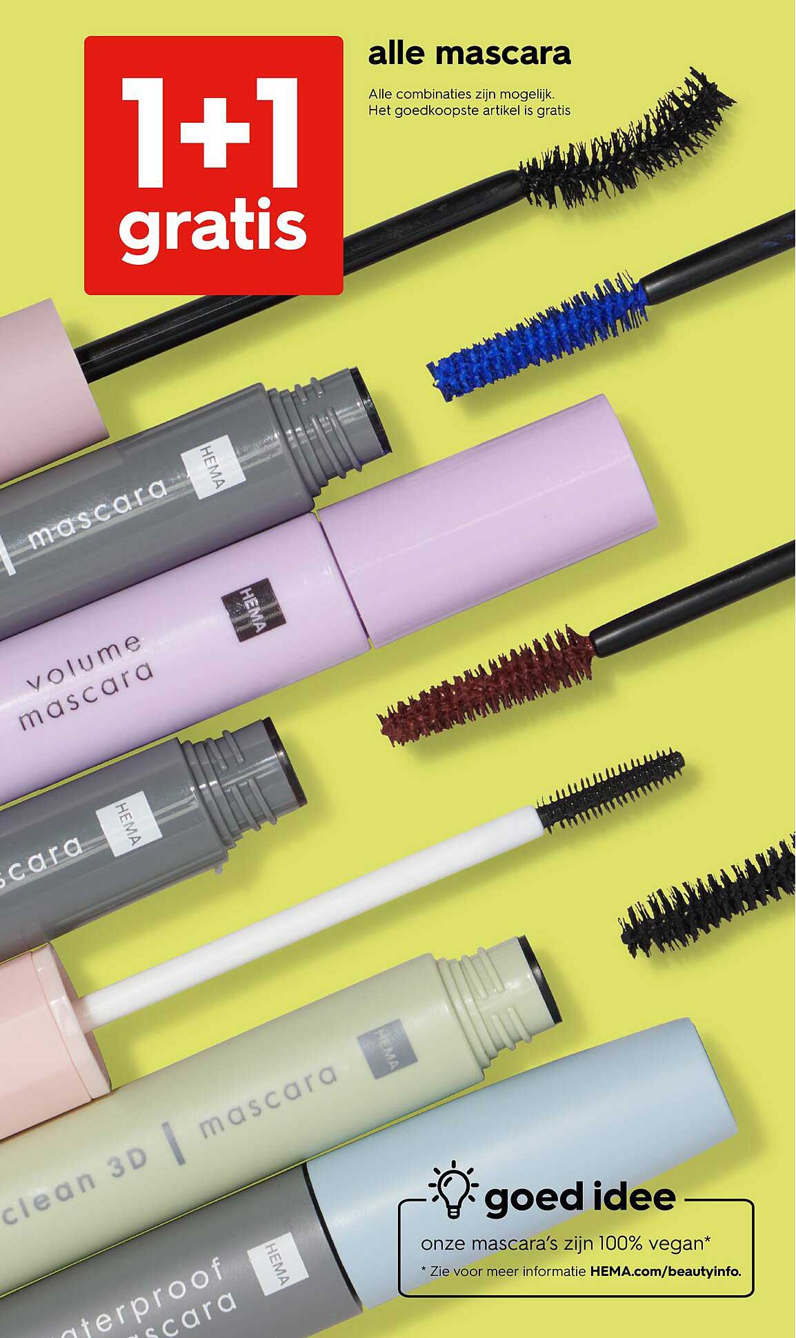 1 + 1 gratis op alle mascara