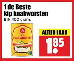 1 de Beste kip knakworsten Blik 400 gram.