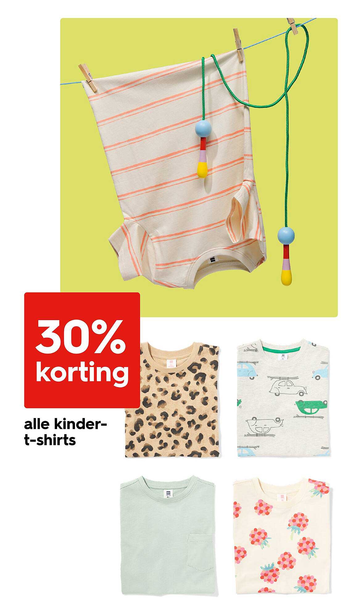 30% korting op alle kindert-shirts