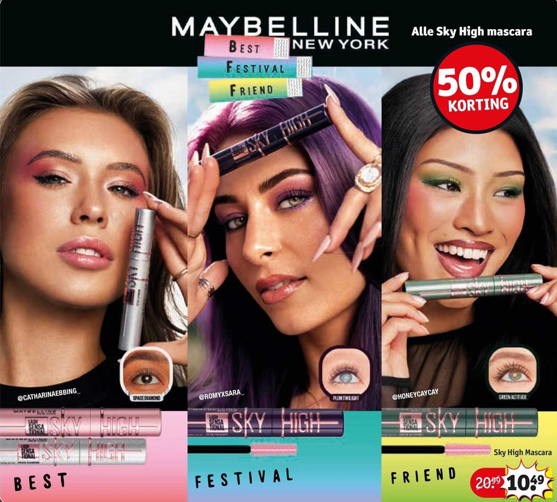50% korting op alle Sky High mascara