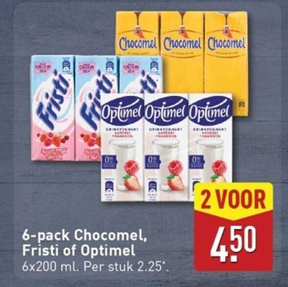 6-pack Chocomel, Fristi of Optimel