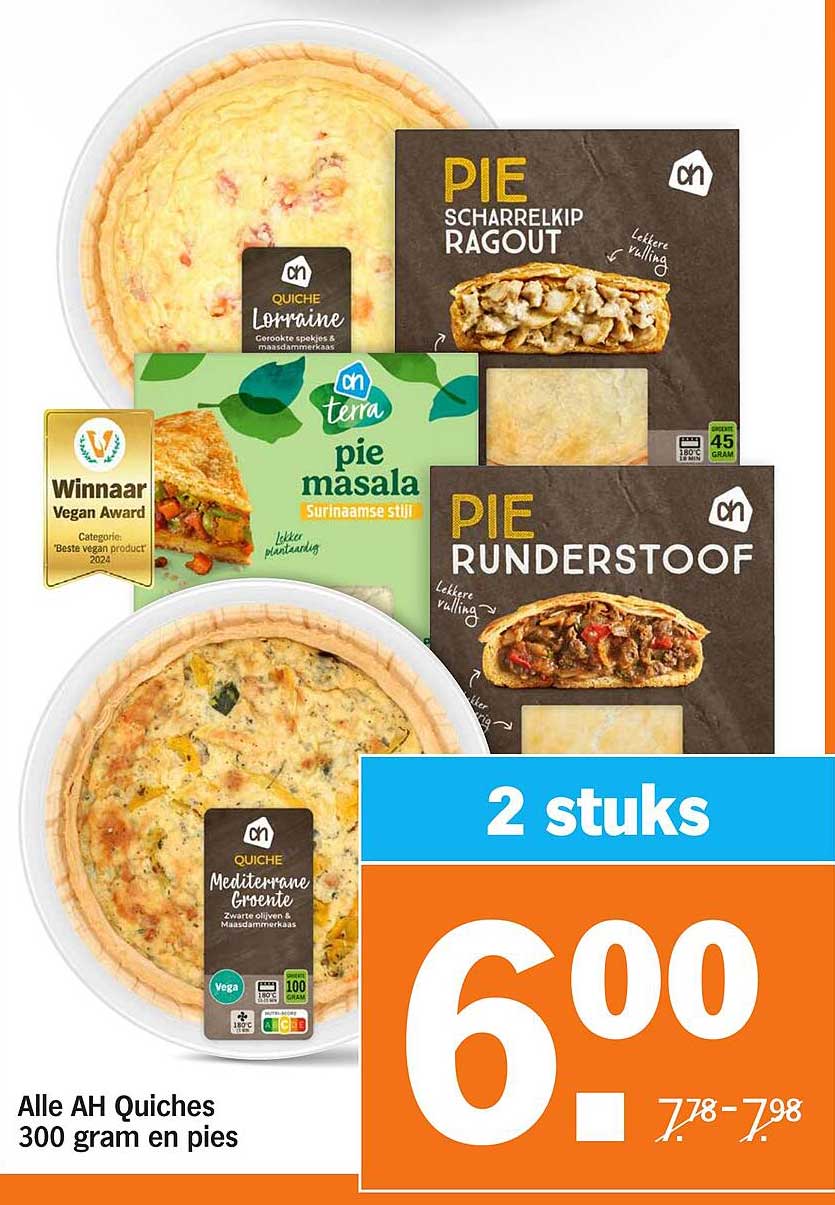 Alle AH Quiches 300 gram en pies