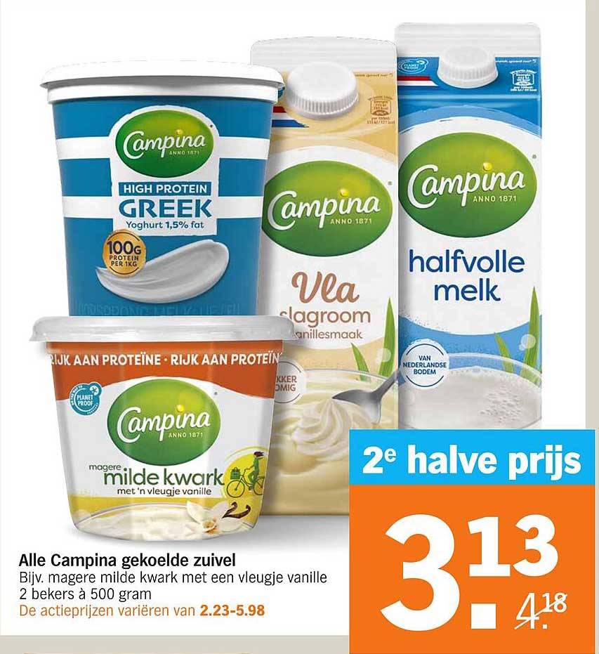 Alle Campina gekoelde zuivel