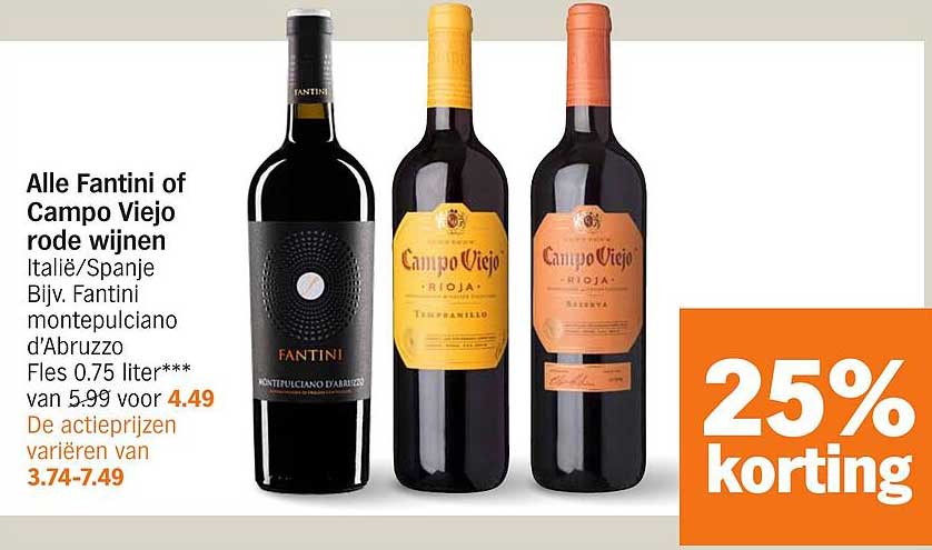 Alle Fantini of Campo Viejo rode wijnen