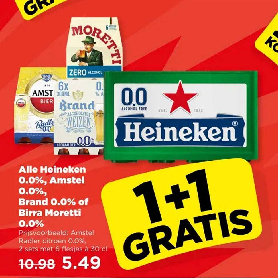 Alle Heineken 0.0%, Amstel 0.0%, Brand 0.0% of Birra Moretti 0.0%