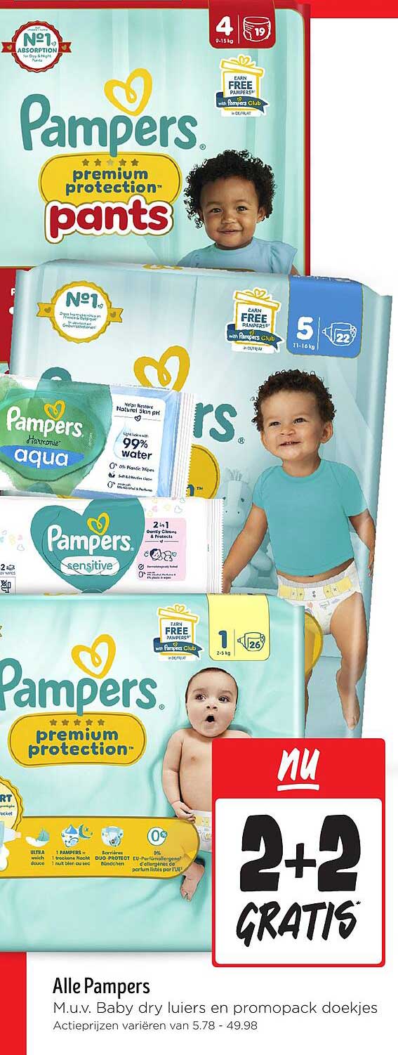 Alle Pampers M.u.v. Baby dry luiers en promopack doekjes