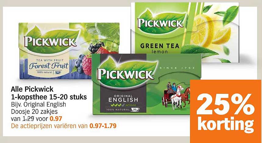 Alle Pickwick 1-kopsthee 15-20 stuks