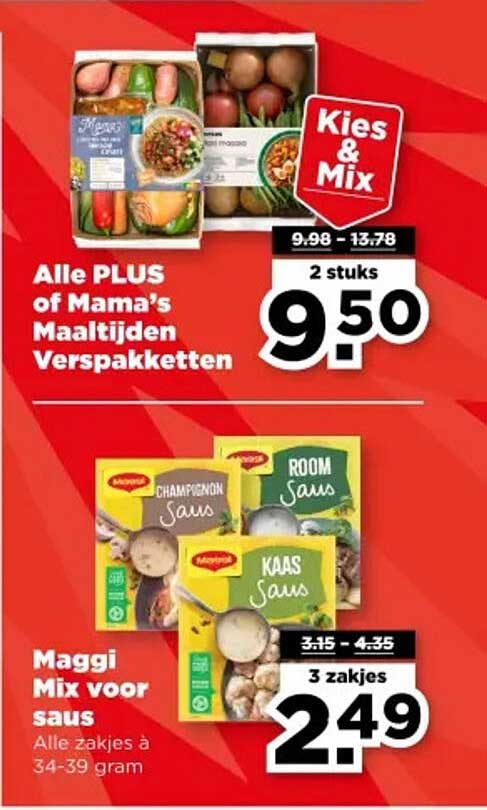 Alle PLUS of Mama’s Maaltijden Verspaketten