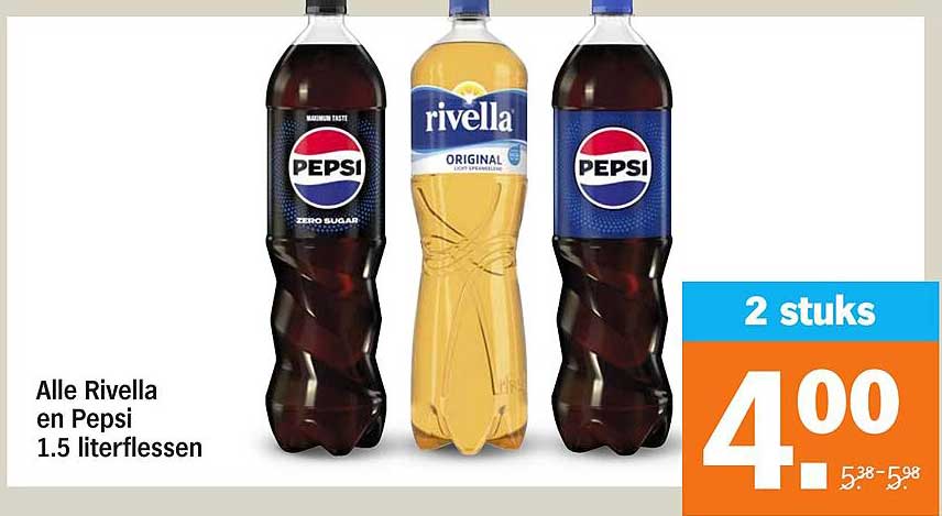 Alle Rivella en Pepsi 1.5 literflessen