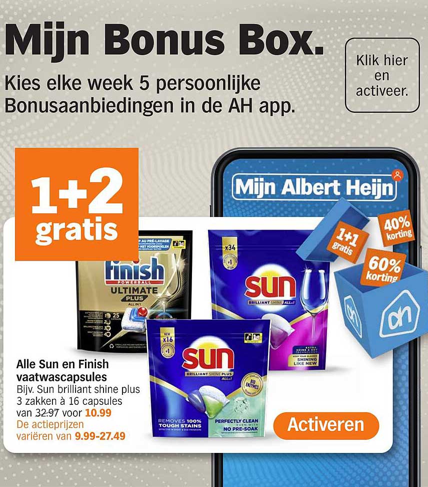Alle Sun en Finish vaatwascapsules