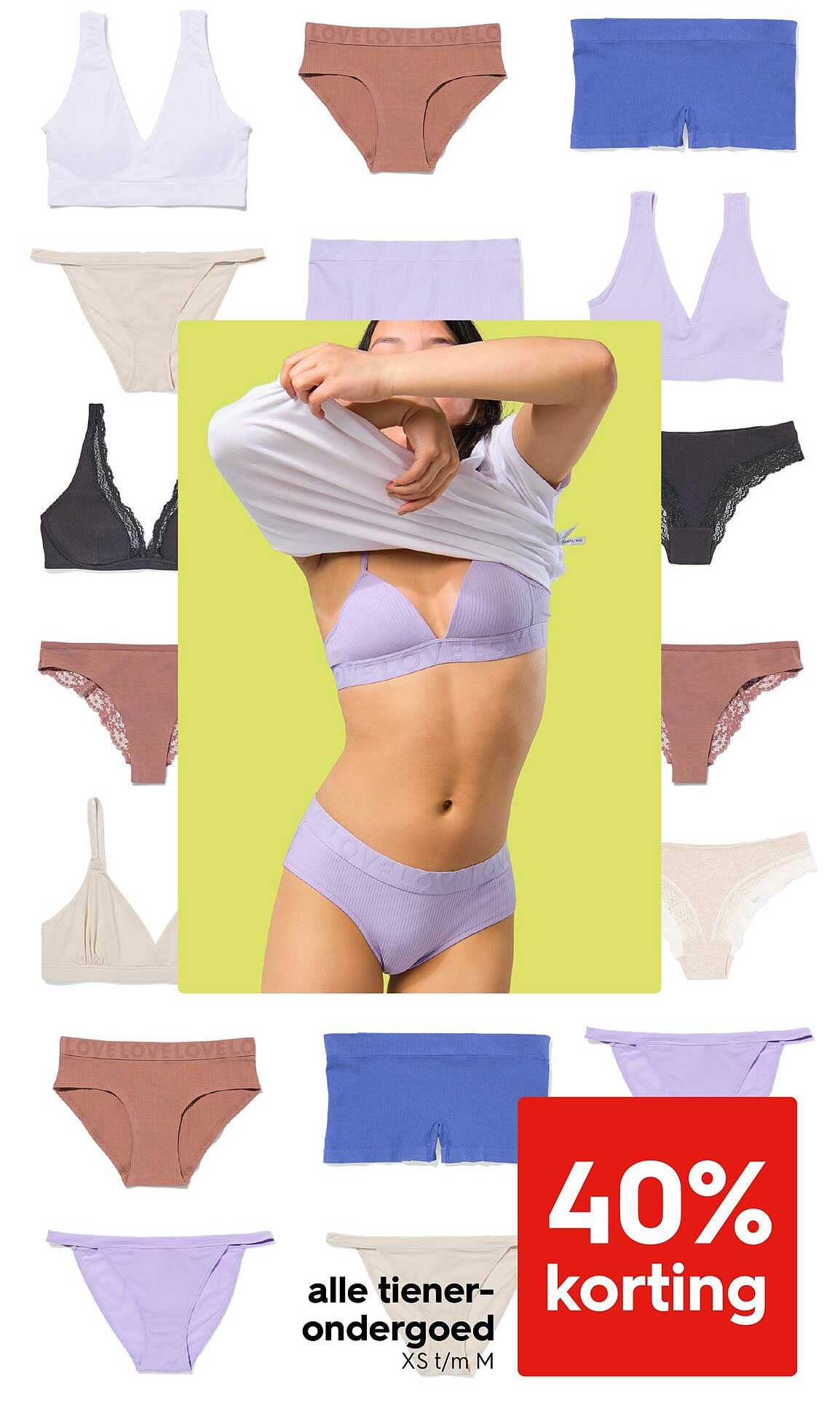 Alle tienerondergoed - 40% korting