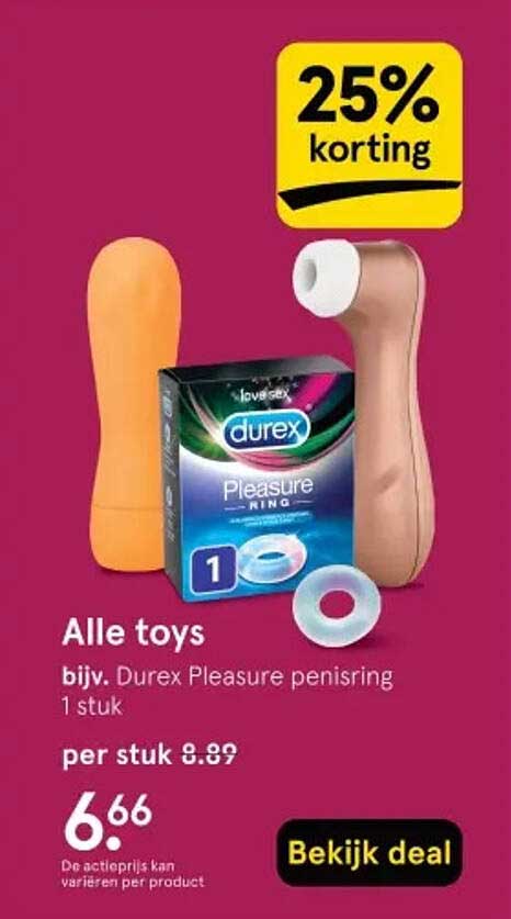 Alle toys bijv. Durex Pleasure penisingring 1 stuk