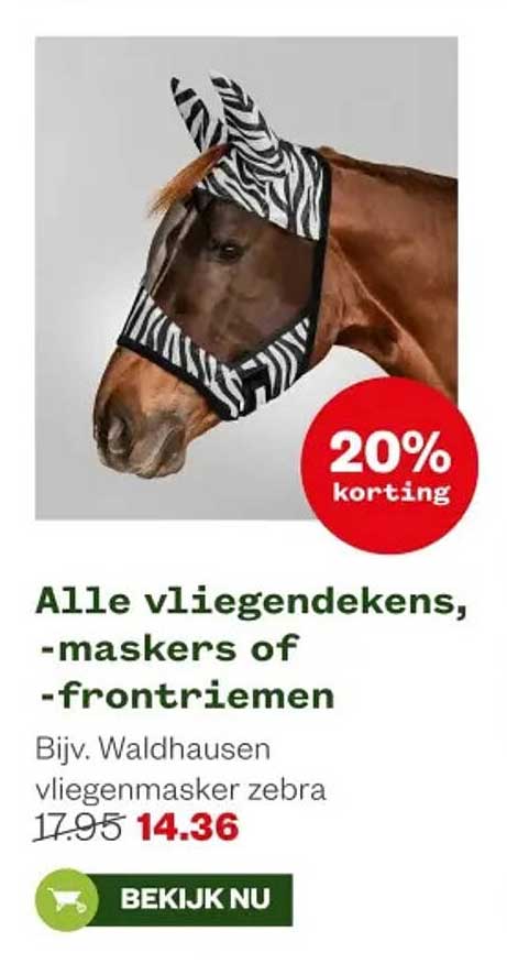 Alle vliegendekens, -maskers of -frontriemen Bijv. Waldhausen vliegenmasker zebra