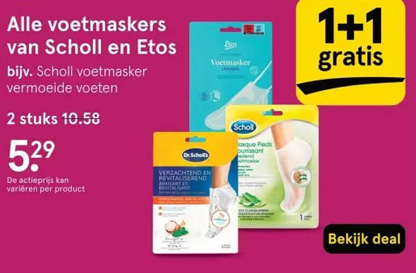 Alle voetmaskers van Scholl en Etos bijv. Scholl voetmasker vermoeide voeten