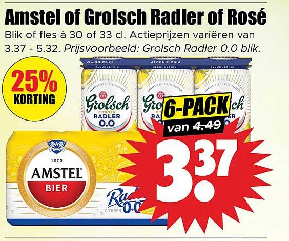 Amstel of Grolsch Radler of Rosé