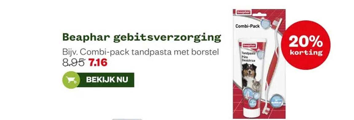 Beaphar gebitsverzorging Bijv. Combi-pack tandpasta met borstel