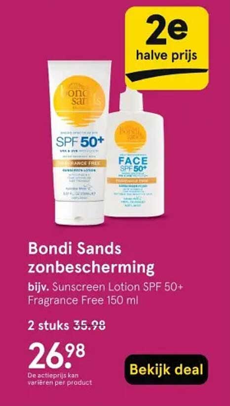 Bondi Sands zonbescherming bijv. Sunscreen Lotion SPF 50+ Fragrance Free 150 ml