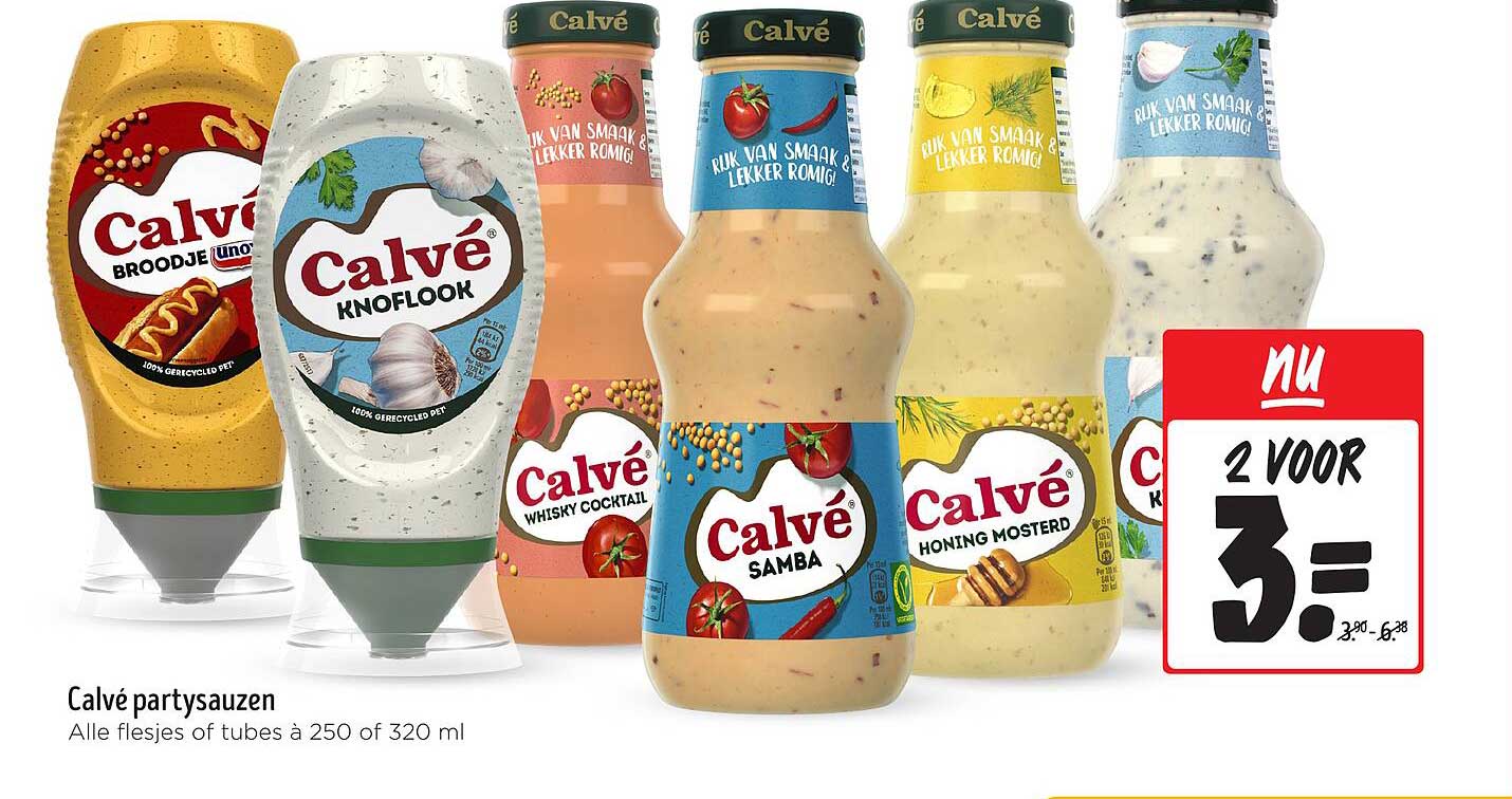 Calvé party sauzen 250 of 320 ml - Nu 2 voor €3,-