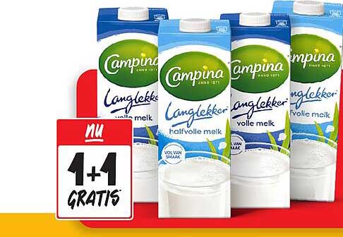 Campina Langlekker Halfvolle Melk 1+1 Gratis