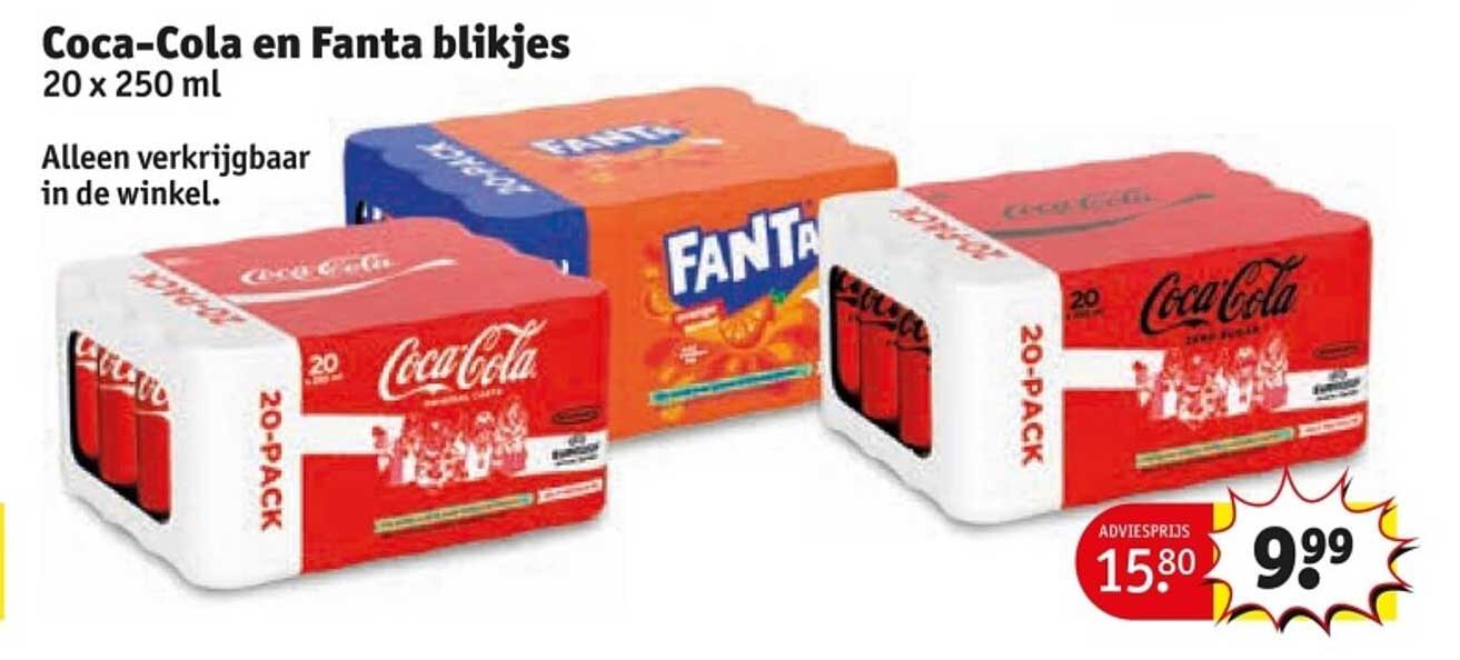 Coca-Cola en Fanta blikjes 20 x 250 ml
