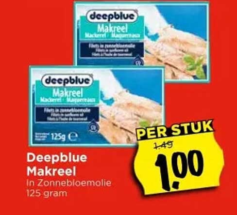 Deepblue Makreel In Zonnebloemolie 125 gram