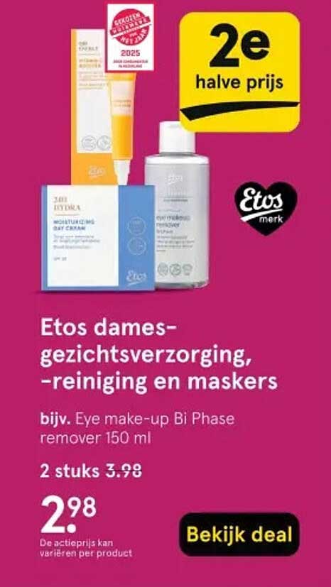 Etos dames-gezichtsverzorging, -reiniging en maskers