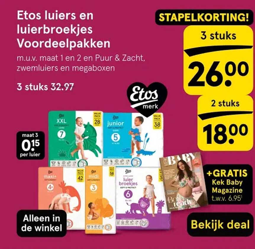 Etos luiers en luierbroekjes Voordeelpakketten