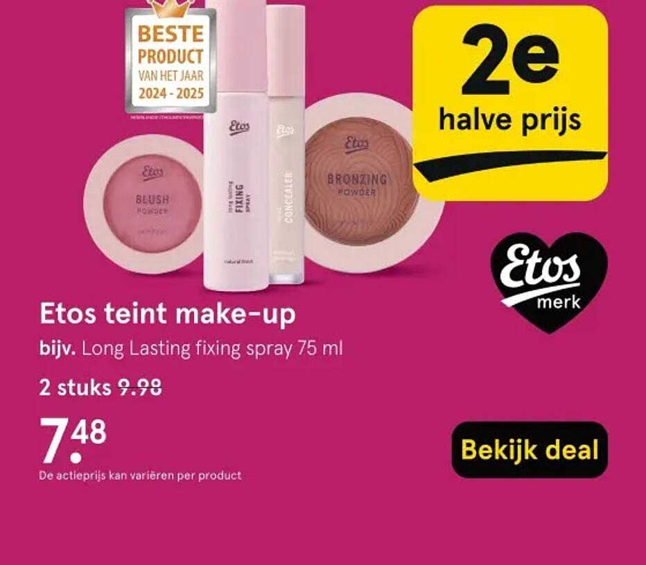 Etos teint make-up bijv. Long Lasting fixing spray 75 ml