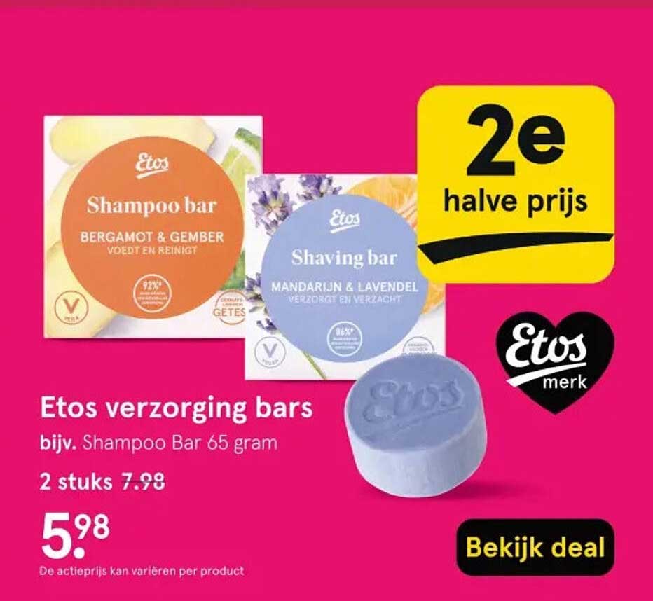Etos verzorging bars bijv. Shampoo Bar 65 gram