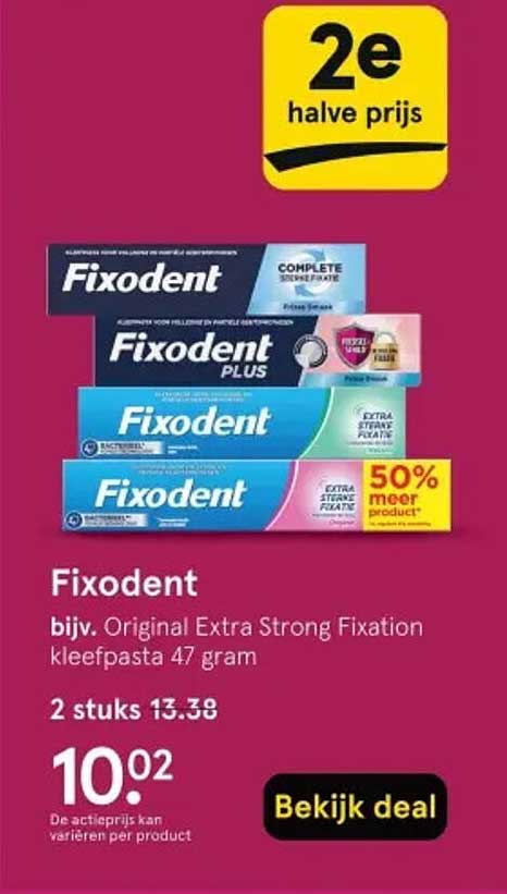Fixodent bijv. Original Extra Strong Fixation kleefpasta 47 gram