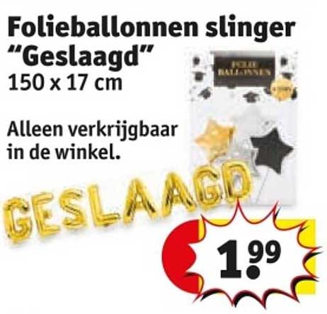 Folieballonnen slinger "Geslaagd" 150 x 17 cm